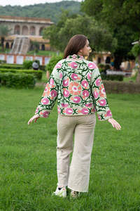 Chaqueta de algodón con bordado floral para mujer, venta al por mayor, con bordado hecho a mano, mangas largas, ropa informal india ligera - Product Image 3