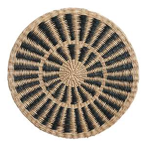 Natural Straw Charger <b>Plates</b> Decorative Black Placemat Woven Seagrass Table <b>Mat</b> Modern Style Coaster Tableware Supply Wholesale - Product Image 2
