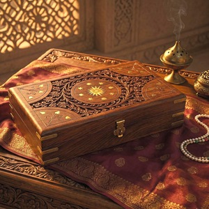 Eco-Friendly Rectangle <b>Wooden</b> <b>Box</b> for Jewelry Gift Storage-Soft Interior for Delicate Items Christmas Chinese New Year Tabletop - Product Image 1