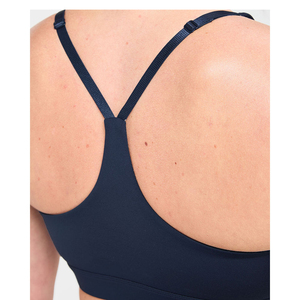 Último modelo de sujetador deportivo transpirable azul marino, tallas grandes, de alto soporte, con tirantes traseros ajustables, escote en V y logo frontal alto, para adulto. - Product Image 6