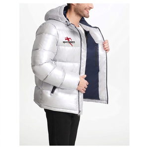 Veste matelassée à capuche camouflage blanche pour homme Sport&egg, épaisse, coupe-vent, fermeture éclair, manteau d'hiver en duvet - Product Image 4