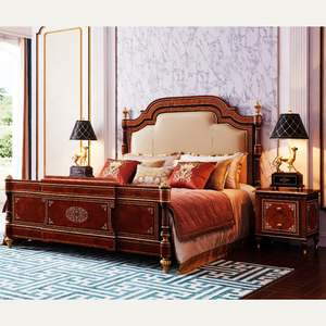 Ensemble de meubles de chambre à coucher en bois massif classique de luxe, style européen, lit rembourré pour appartement - Product Image 1
