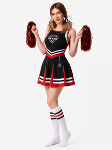 Conjunto de Falda de Uniforme de Porristas OXYTAG, Negro, Rojo y Blanco, Impresión por Sublimación, Disfraz de Baile para Mujer Adulta, Precio al por Mayor, Uniforme OEM - Product Image 4