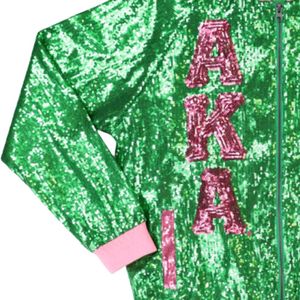 Green Pink <b>Sequin</b> <b>Jacket</b> Women Sparkle Bomber <b>Jacket</b> Embellished Fashion Outerwear Long Sleeve Casual Party Wear Stylish Apparel - Product Image 3