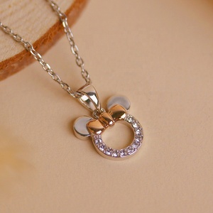 ילדים תכשיטים מיני דאיסיני משובץ גבישי swarovski קריסטלים היפואלרגניים 925 כסף שרשרת תליון חמוד לילדים - Product Image 5