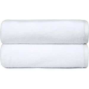 Set di Asciugamani da Bagno Oversize in Cotone 100%, 2 Pezzi, Asciugatura Rapida, 137 x 76 cm, Bianco - Product Image 1