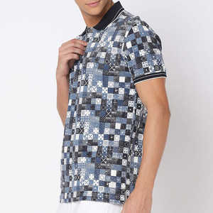 Polo de golf performant pour homme, motif floral tropical et paysage côtier, 2026, anti-humidité, coupe ajustée, vert et bleu - Product Image 4