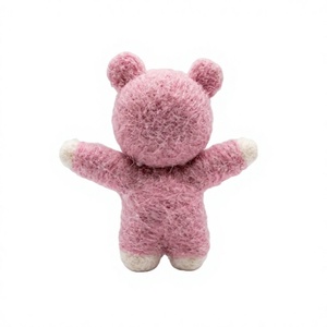 Premium Handmade Eco-Friendly Traditional Pink <b>Felt</b> Bear Doll <b>Ornament</b> Small Cartoon Wall Hanging <b>Christmas</b> Decoration - Product Image 4