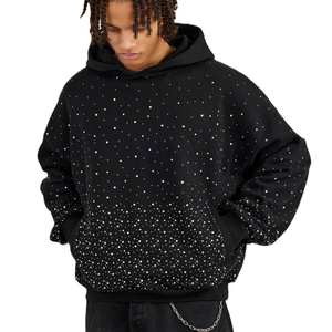 Sudaderas de Lujo con Pedrería al por Mayor para Hombre, de Algodón Grueso y Felpa, Estilo Urbano Oversize, 400 GSM, Logotipo Personalizado OEM - Product Image 4