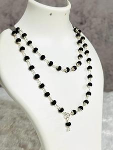 Collier Mala Karungali naturel, perles noires, méditation spirituelle, prière, bijoux religieux pour hommes et femmes, 53+1 - Product Image 3