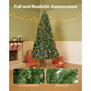 Albero di Natale Artificiale Preilluminato 2,2m con 470 Luci LED Colorate, 11 Modalità di Illuminazione, Decorazione Natalizia per 13 Giorni, Realizzato in PET e PVC - Product Image 3