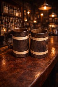 Handmade Wooden Mug Cylinder Shape With Handle Natural Wood Vintage Design <b>Tea</b> Coffee <b>Cup</b> For Home Party Camping - Product Image 3