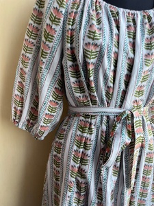 Vestido largo maxi estampado a mano de manga larga y cuello redondo de algodón, superventas 2026, a precio de fábrica - Product Image 3