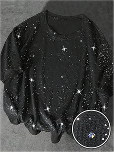 T-shirt 100% coton, imprimé galaxie estampé argenté, t-shirt unisexe, streetwear de luxe, fabricant OEM - Product Image 2