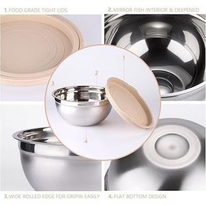 Set di 25 Ciotole Impilabili in Acciaio Inox con Coperchi per Uso Domestico in Cucina - Product Image 2