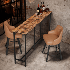 71-Inch <b>Brown</b> Bar <b>Table</b> with Durable MDF Top and Metal Frame 209 Lbs Capacity Pub Height for Kitchen/Bar Counters - Product Image 6