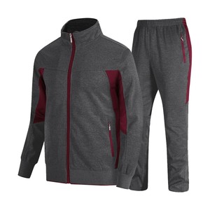 Ensemble de survêtement unisexe à manches longues avec fermeture éclair, couleur unie, col montant, pantalon de jogging, respirant, en polyester mi-lourd, pour l'automne - Product Image 4