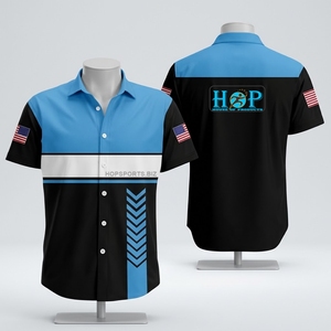 Maillots de sport respirants pour équipes de course, chemises de pit crew à boutons intégraux en Spandex/Polyester avec transfert thermique pour la course automobile - Product Image 6