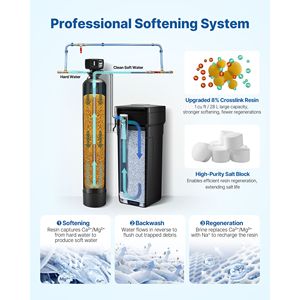 Sistema Addolcitore d'Acqua Elettrico per Tutta la Casa con Controllo Digitale Automatico da 64.000 Grani, Include Valvola di Bypass per Acqua Dura - Product Image 5