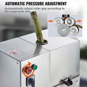 Spremiagrumi Elettrico ad Alta Velocità per Canna da Zucchero 110V 800W 661LBS/H con 4 Rulli in Acciaio Inossidabile e Pressa Automatica a Rulli - Product Image 5