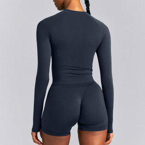 Camiseta Deportiva Ajustada para Mujer, Ropa de Fitness, Manga Larga, Puños con Orificios para Pulgares, Compresión, Alta Elasticidad - Product Image 2