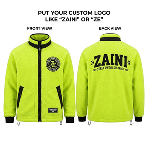 Mens 240g Premium Sherpa Polar Fleece <b>Running</b> <b>Jacket</b> Full Zip for Custom Embroidery Woven Patch Embossed Waterproof Breathable - Product Image 1