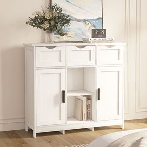 Mobili contenitori in legno con cassetti e ripiani, mobiletto decorativo per soggiorno, camera da letto, bagno - Product Image 3