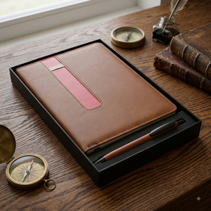 Aurelux RE010 – Coffret Cadeau Agenda A5 Premium en Cuir PU Marron avec Boucle pour Stylo, Impression UV, Marquage à Chaud, Logo Personnalisé, Planificateur Exécutif - Product Image 2