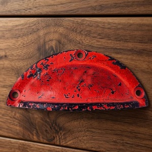 Ba <b>Rustic</b> Red Distressed Cast Iron Drawer Handle Bridge Shape for Kitchen Bathroom Living Room Home Office Furniture - Product Image 4
