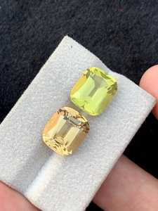 Pareja de gemas sueltas de citrino limón natural con corte inverso para la fabricación de pendientes y joyería, regalo para mujeres. - Product Image 2