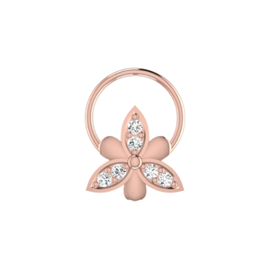 AJRETAIL 0.05 Carat Natural <b>Diamond</b> 14K Gold Flower Ethnic Women's <b>Nose</b> Pin-HI Color VS-SI Clarity - Product Image 2