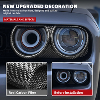 Cadre de décoration extérieur de phare en fibre de carbone véritable Blackstone, adhésif 3M, compatible avec Dodge Challenger 2015-2023, garniture de phare