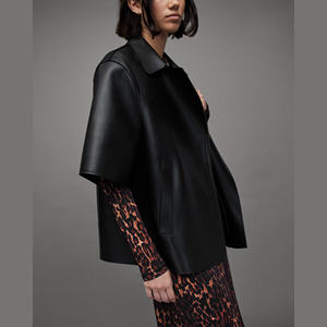 Veste en cuir véritable pour femme, imprimé peau de vache de luxe, broderie, hiver, sur mesure, veste de motard en cuir véritable pour femme - Product Image 6