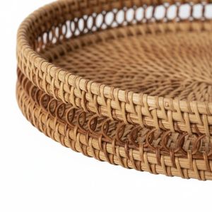 Bandeja de Ratán con Asas, Bandeja Redonda Tejida a Mano, Bandeja Natural para Servir Café, Desayuno, Decoración del Hogar, Ecológica, Venta al por Mayor - Product Image 2