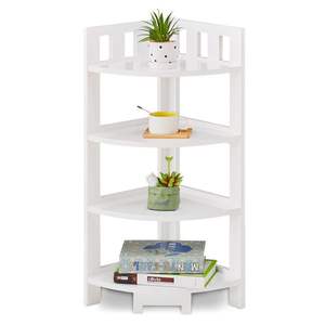4-Tier Multipurpose <b>Wood</b> Storage Stand <b>Corner</b> Shelf Display Shelves for Home Office Bathroom or Kitchen for Small Spaces - Product Image 2