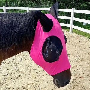 Masque anti-mouches pour chevaux personnalisé, respirant, anti-moustiques, élastique, protection du visage, masque en maille avec protection des oreilles - Product Image 2
