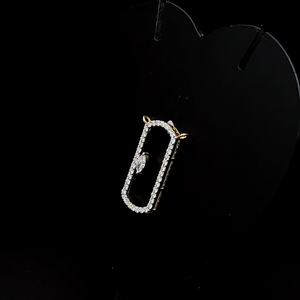 Luxury paperclip diamond pendant with floating marquise cut center stone pave <b>frame</b> minimalist fine jewelry necklace charm - Product Image 2