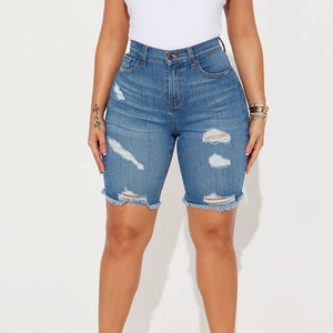 Shorts en jean pour femme à prix d'usine, décontractés, de haute qualité, taille haute, personnalisés, coupe droite, été, séchage rapide, imperméables, délavés - Product Image 2