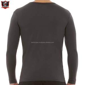 Camiseta de Yoga de entrenamiento de manga larga personalizada para hombre más vendida-Poliéster negro liso/algodón de secado rápido y transpirable - Product Image 5