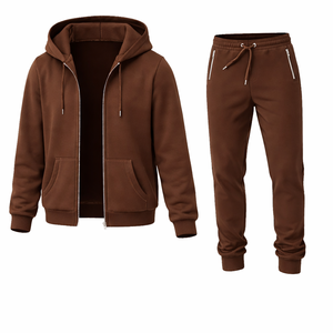 Men's Sports Tracksuit <b>Brown</b> Hoodie <b>Jogger</b> Pants Set Gym Workout Fitness Training Suit Custom Logo OEM Wholesale - Product Image 2