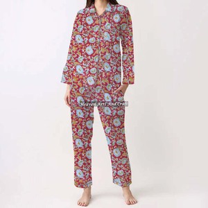 Conjunto de Pijamas de Algodón 100% para Mujer, Ropa de Dormir Suave para el Hogar, Conjunto de Pijamas de Primavera/Verano con Estampado Floral/Personajes/Letras/Estampado/Vacaciones/Árbol PJ074 - Product Image 2