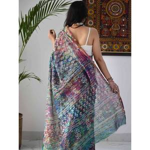 Diseñador Digital Print Saree Hermosa ropa india y pakistaní - Product Image 4