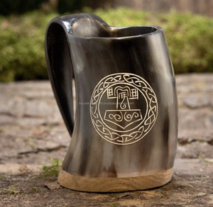 Trending Customized Horn Tankard Mug Indian Viking Design Logo Engraved <b>Ceramic</b> Cups Stainless Steel <b>Tumblers</b> for Party - Product Image 1