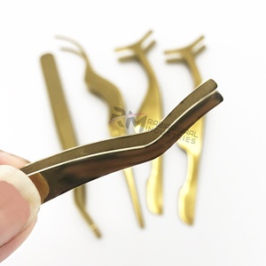 แหนบต่อขนตาคุณภาพสูง RMI แบบกำหนดเองได้ พร้อมฉลากส่วนตัว สีทองพลาสมา ทำจากสแตนเลสสตีล - Product Image 3