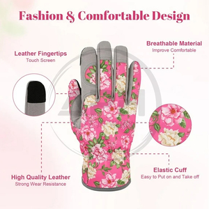 Gants de jardinage antidérapants à écran tactile, imprimés de fleurs, paume renforcée, doigts entiers, pour travaux de plantation en extérieur - Product Image 4