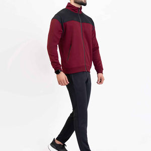 Survêtements pour hommes, coupe ajustée décontractée, col montant uni, fermeture éclair, ensemble de survêtement 2 pièces, vêtements de sport, design personnalisé, ensembles avec logo - Product Image 4