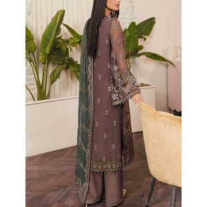 Ensemble Sharara long évasé pour femme 2026, tenue de soirée, broderie en chiffon ornée de strass, robe de mariée pakistanaise, créateur de luxe, pour occasions formelles - Product Image 6