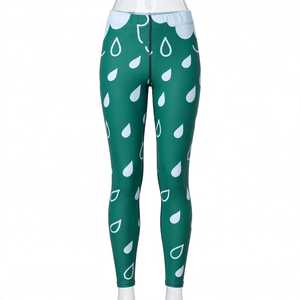 <b>Women's</b> High Waist Full Length <b>Leggings</b> Green <b>White</b> Animal Print Spandex/Nylon Sporty Comfortable Stretchy - Product Image 1
