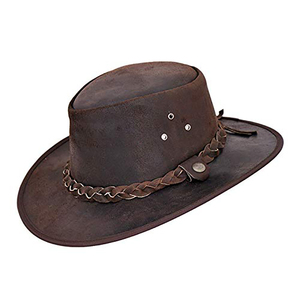 Sombrero de Vaquero de Cuero de Ala Ancha, Estilo Occidental de Lujo, Unisex, Resistente al Agua, para Decoración al Aire Libre - Product Image 1