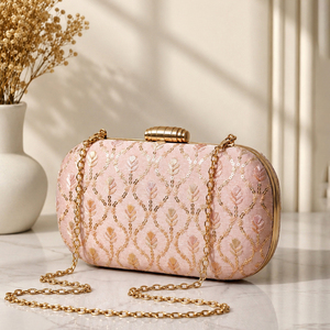 Elegant Pearl Handle Diamond Lattice Pattern Sparkling Magnetic Party Wear Embroidery <b>Clutch</b> Women <b>Wedding</b> Celebration - Product Image 2